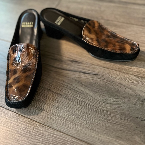 Vintage STUART WEITZMAN Bedrock Cheetah Print Suede Slingback Mules Size 7.5 - Picture 2 of 6